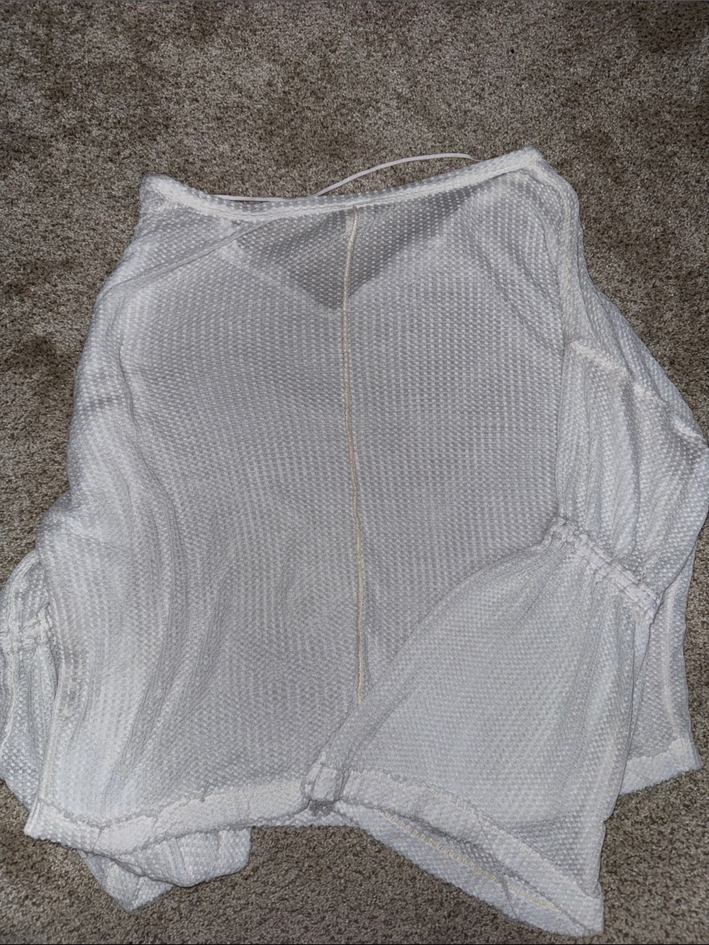 Free People White Lightweight Waffle Long Sleeve Top - Picture 2 of 2